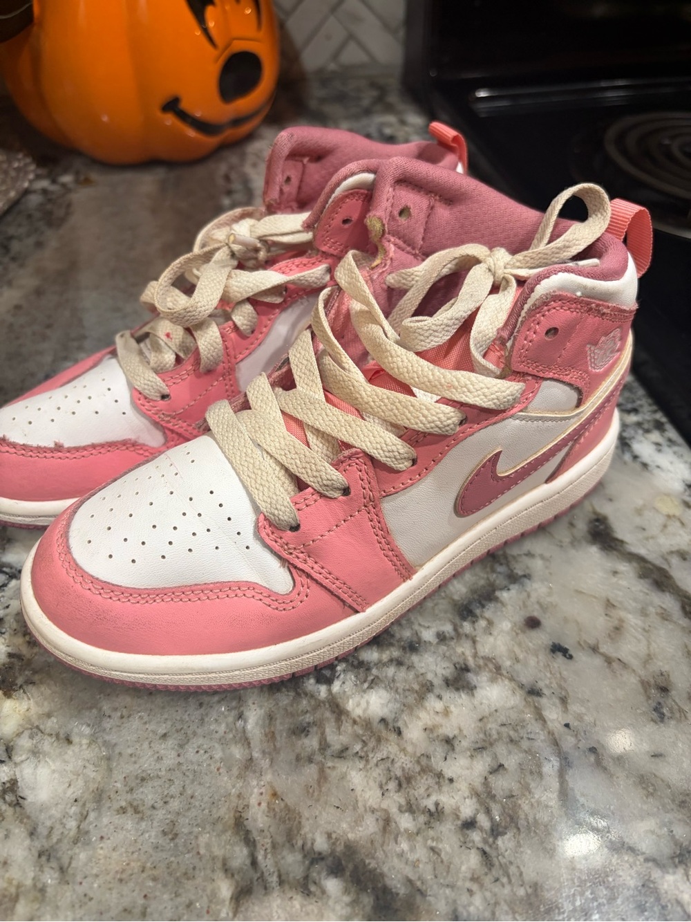 Jordan Kids' Pink and White High-Top Sneakers
